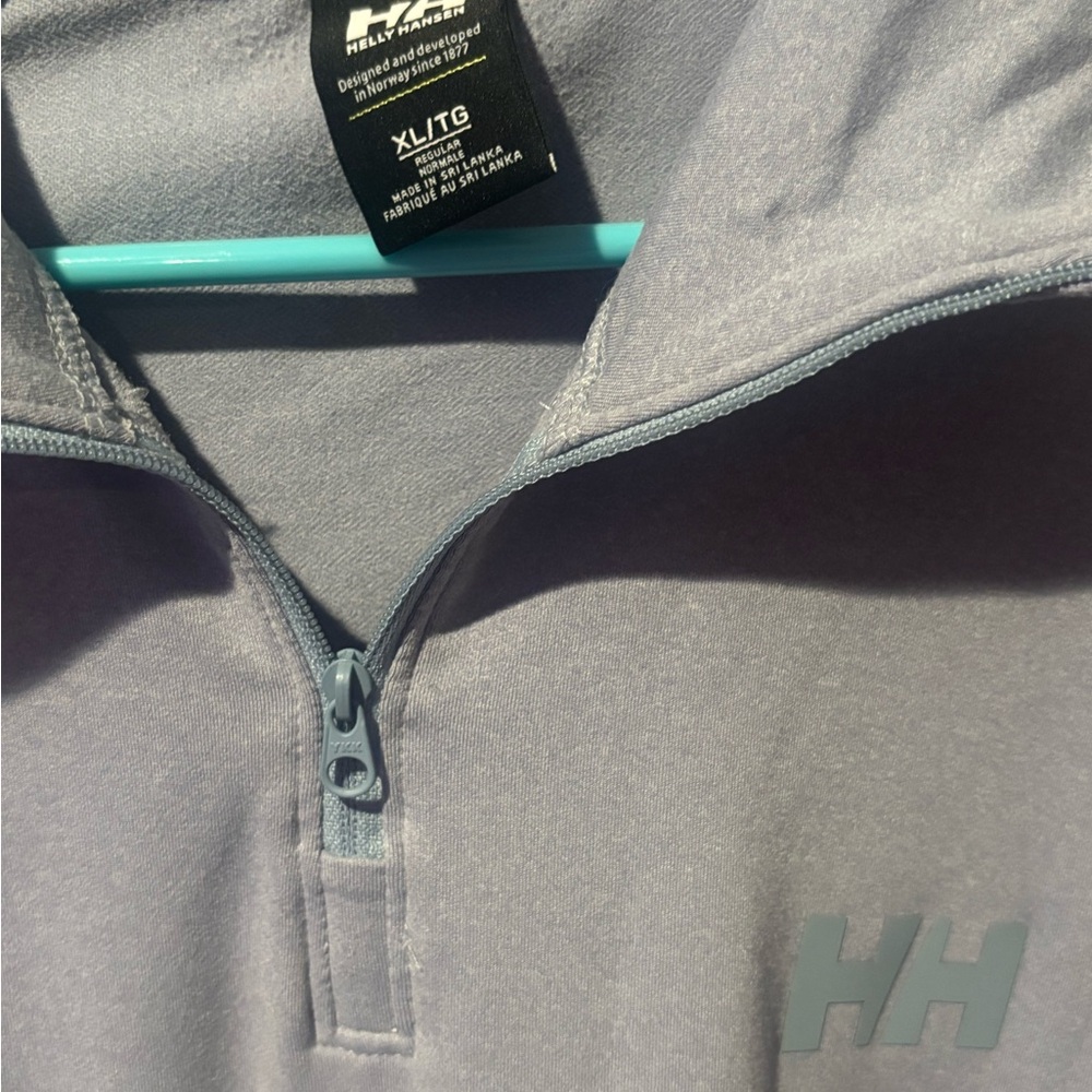 Helly Hansen Gray/ Light Blue Quarter-Zip Pullover - image 2